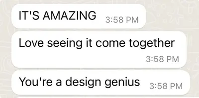 IT’S AMAZING. Love seeing it come together. You’re a design genius.