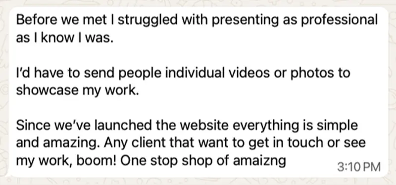 Before we met I struggled with presenting as professional as I know I was. Since we’ve launched the website everything is simple and amazing.
